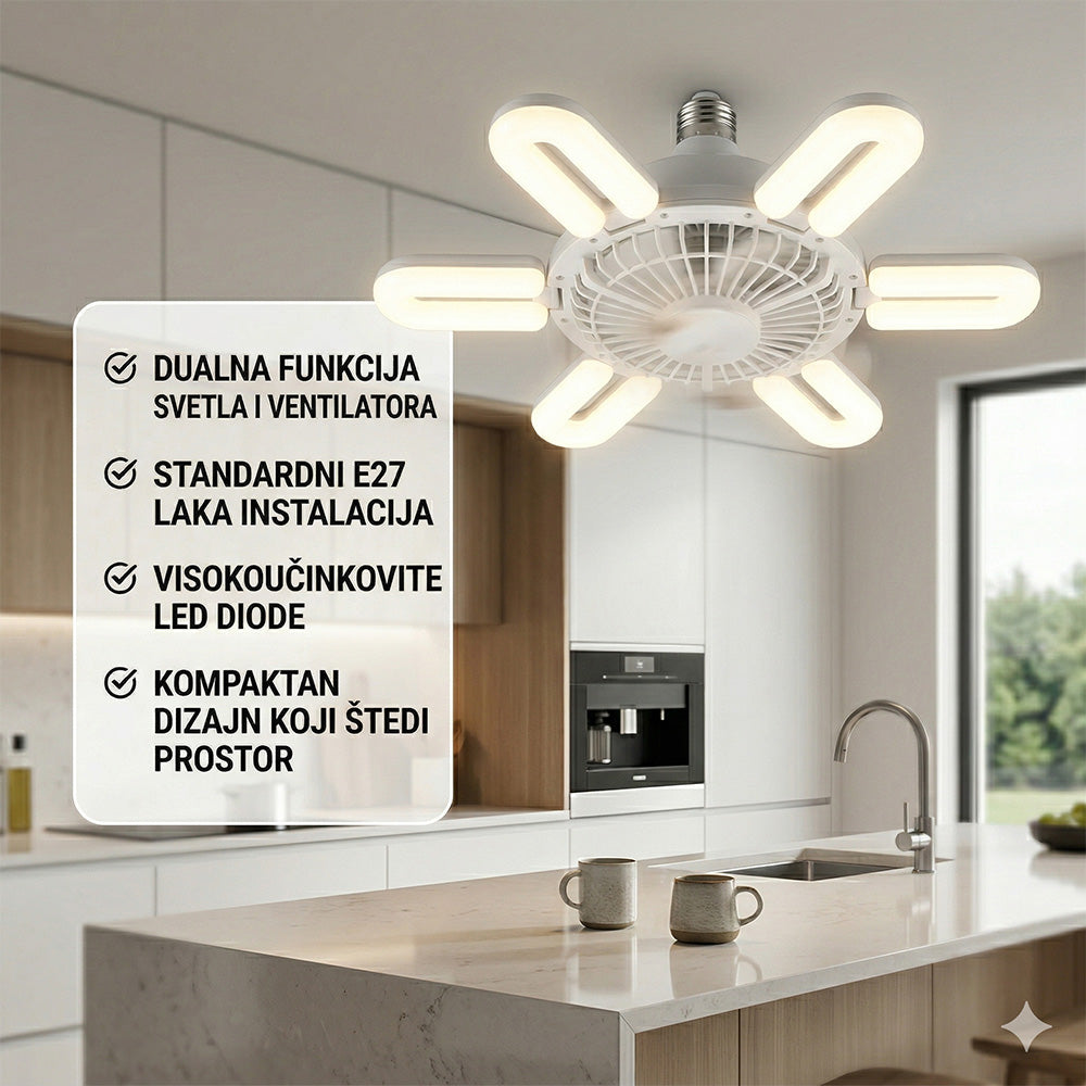 LED sijalica sa ventilatorom koja hladi i osvetljava jednim klikom