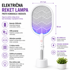 Električni reket za komarce 2u1 sa UV lampom – zaštita bez sprejeva i hemije
