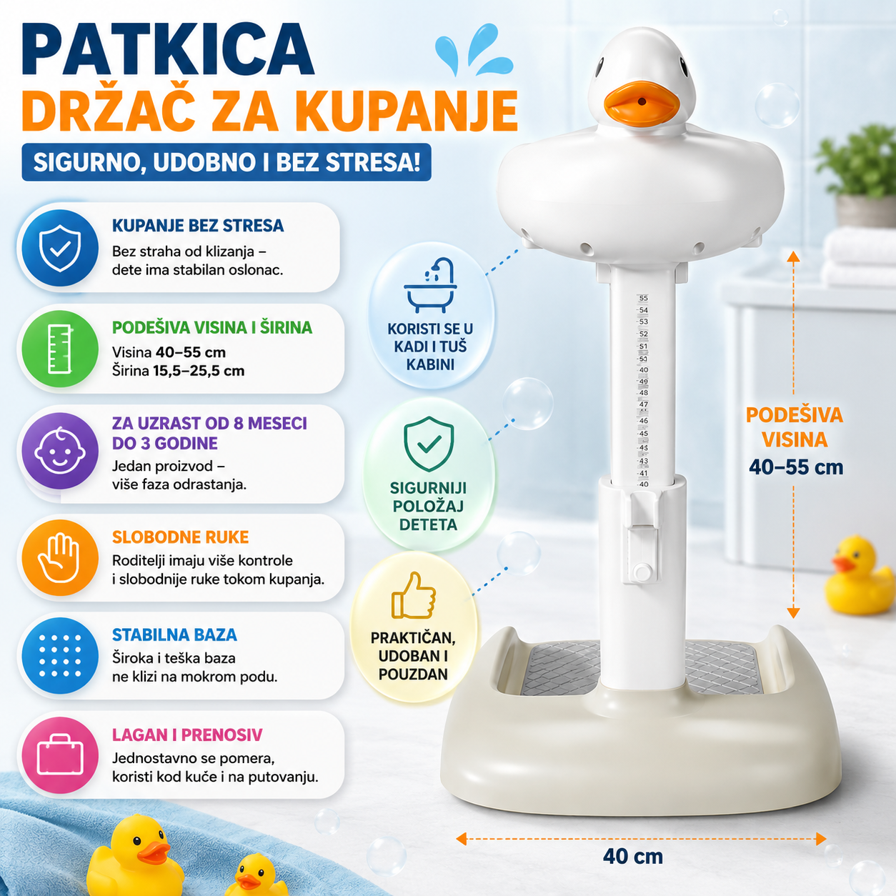 Držač patkica za kupanje koji roditeljima vraća slobodne ruke