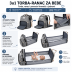 Ranac za bebe sa prenosivim krevetićem 2-u-1