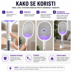 Električni reket za komarce 2u1 sa UV lampom – zaštita bez sprejeva i hemije