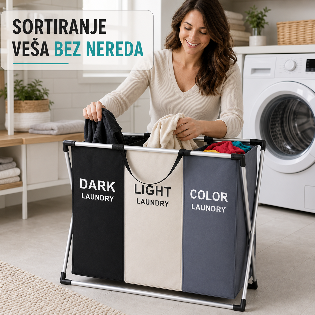 VELIKA SKLOPIVA KORPA ZA VEŠ 3 U 1 + 2 GRATIS LOPTICE ZA MAŠINU