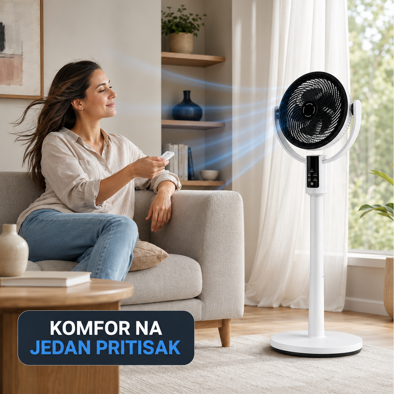MULTIFUNKCIONALNI PODNI VENTILATOR F3 – PUNJIVI, BEŽIČNI, SA 8 BRZINA I DALJINSKIM
