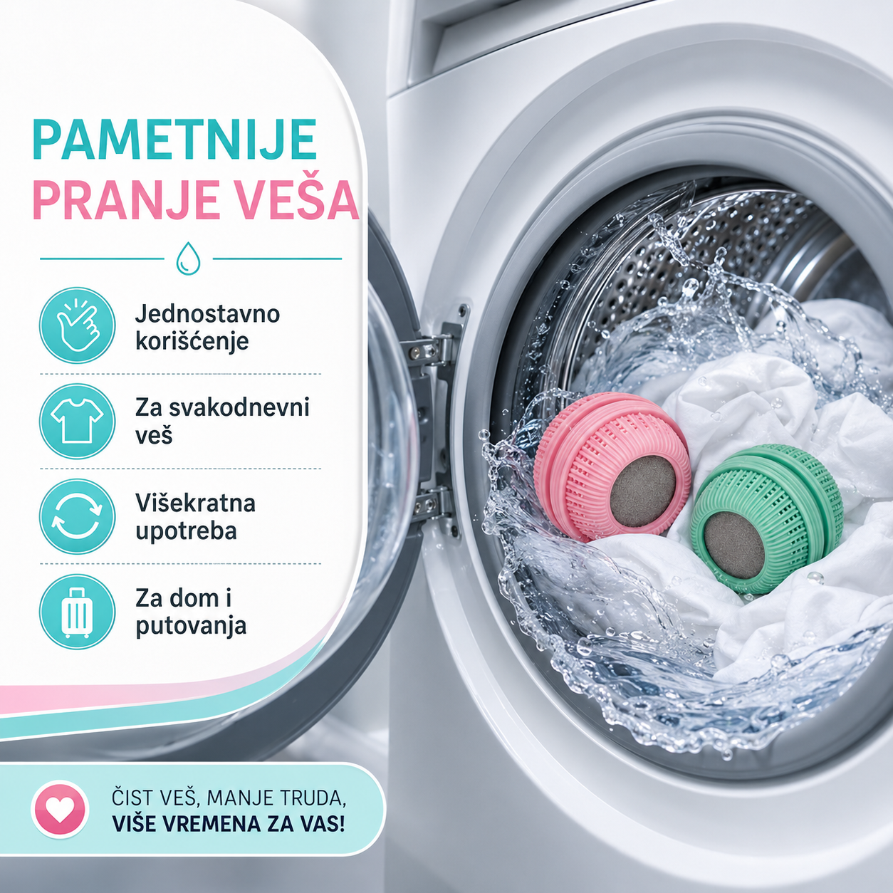 VELIKA SKLOPIVA KORPA ZA VEŠ 3 U 1 + 2 GRATIS LOPTICE ZA MAŠINU